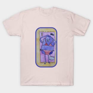 Sun-Loving Purple Monster: Watercolour Beach Art T-Shirt